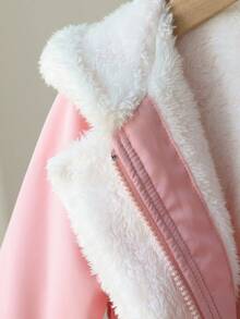SHEIN 6Months-3Years Baby Girl Coat Casual Style Fall Outfits For Girl Warmer Fleece Coat Winter - Pink - View 5