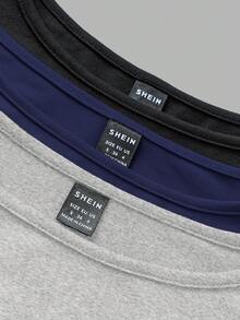 SHEIN EZwear 3 件套女士休闲宽领修身长袖 T 恤套装，适合秋冬季 - 彩色 - 查看 9