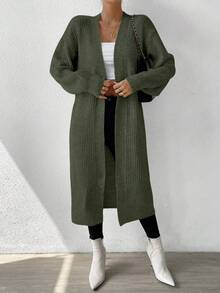 EMERY ROSE Áo khoác len cardigan tay loe cổ chữ V màu xanh quân đội dành cho nữ - xanh quân đội - Xem 5