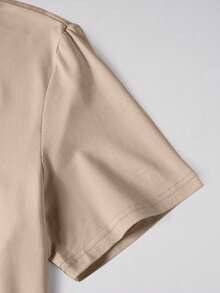 Manfinity Homme Men's Loose Fit Drop Shoulder Short Sleeve T-Shirt & Shorts Set, Summer, Cozy Outfits - Apricot - View 6