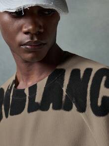 NEON BLANC Áo ba lỗ dệt kim cổ tròn in chữ phong cách đường phố màu trắng dành cho nam, phù hợp cho mùa hè - Màu Khaki - Xem 5