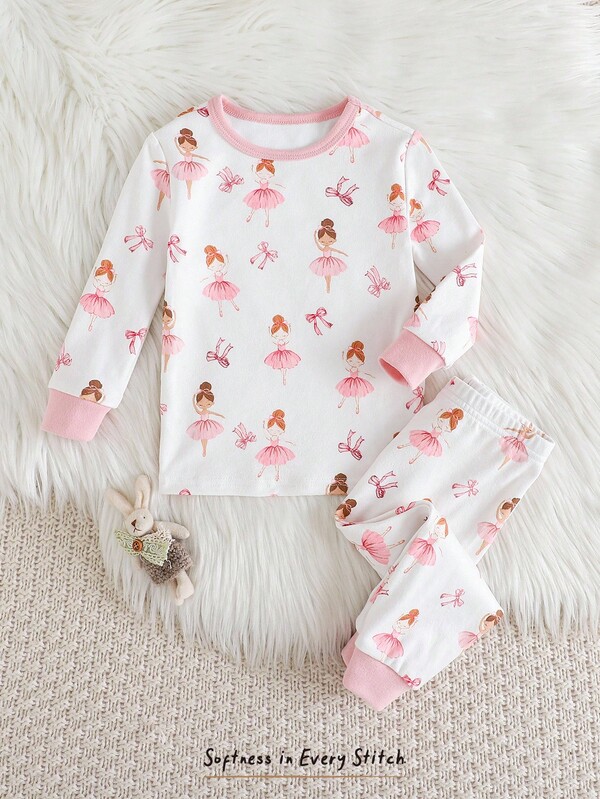 Cozy Pixies Baby Girl Cartoon Bear Print Knit Soft Crew Neck Long Sleeve Top And Elastic Waist Long Pants 2-Piece Snug Fit Pajama Set Cozy Pixies Baby Girl Set Baby Girl Pajama Set Baby Girl Flamingo Outfit Bamboo 2 Piece Pajamas Toddler Toddler Sleepwear Girls Fall Winter