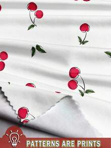 CovetEZ Women's Casual Minimalist Low Waist Straight Leg Pants, Cherry Print, Suitable For Summer, Loungewear Suitable For Going Out Fall Clothes Winter Clothes