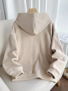 少女卡其色休闲甜美宽松大码爱心刺绣卫衣秋冬格兰诺拉女孩服装蝴蝶结卫衣女孩卫衣女孩服装秋季可爱卫衣 - 卡其色 - 查看 2