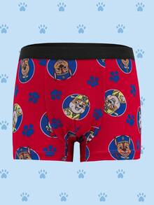 SHEIN | PAW Patrol 3pcs Young Boy Red & Blue & White Comfortable Soft Breathable Cartoon Dog Print Trunks, Boxers Briefs Packs, Basic Casual,,Suitable For Everyday Wear, Boys Boxers, Toddler Boys Underwear