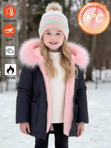 Emery Rose Kids Emery Rose Kids 少女加厚毛衬连帽夹克（配腰带）