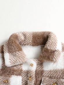 Tween Girl Casual Plaid Button-Up Jacket, Autumn/Winter - Multicolor - View 6