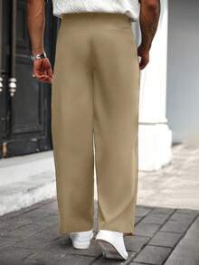 Manfinity CasualCool Pantaloni casual da uomo taglie forti di colore unito, stile da strada, con tasche, autunno