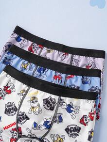 SHEIN | PAW Patrol 男童舒适透气柔软狗狗印花短裤 - 藍白色 - 查看 9