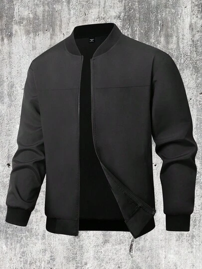 Manfinity Homme Chaqueta ligera casual de unicolor talla grande para hombres, de verano