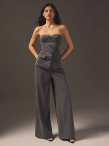 Hauture Tuta elegante senza maniche a gamba ampia