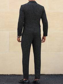 Manfinity Mode 男士时尚前扣缺口领商务西装套装