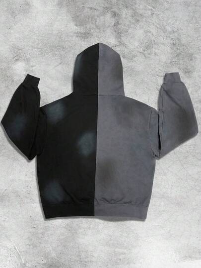 Street Life Sudadera con capucha casual y versátil para hombre, con bloques de color y cremallera, para otoño