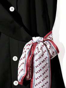 Franclia Fashionable Solid Color New Scarf Patchwork Shirt Dress - Black - View 4