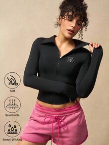 VARSIVA Women's Solid Color Minimalist Casual Long Sleeve Sports Jacket Long Sleeve Gym Tops - Multicolor - View 6