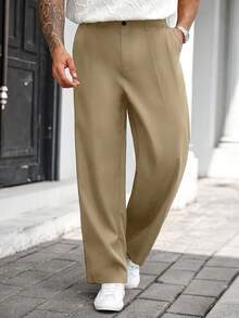 Manfinity CasualCool Pantaloni casual da uomo taglie forti di colore unito, stile da strada, con tasche, autunno