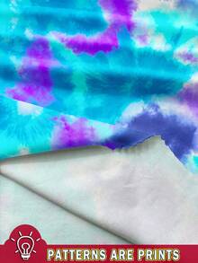 Slaydiva Plus Size 2 Pieces Tie-Dye Printed Set, Suitable For Vacation, Summer Suitable For Going Out - Multicolor - View 3