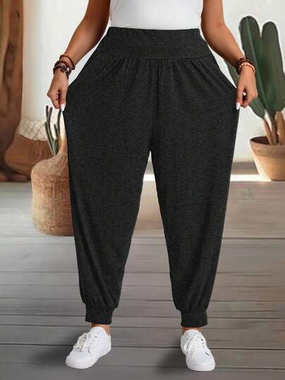 EMERY ROSE Plus Size Women Casual Loose Pocket Pants