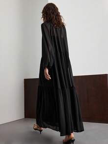 Ontre Rochie de damă cu guler înalt, neagră, rezistentă la riduri, modernă și urbană, stil 2025, stil casual de zi cu zi/business