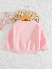 Cozy Pixies Felpa girocollo a maniche lunghe per bambina, con grafica di orsetto leopardato con fiocco in peluche, foderata in pile, casual, versatile per uso all'aperto