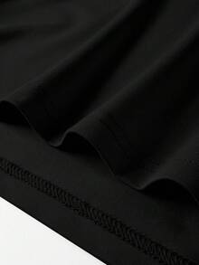 Manfinity Joysei Men's Casual Loose Fit Letter & Cartoon Cat Print Round Neck Short Sleeve T-Shirt - Black - View 4