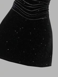 Tween Girl Solid Color Criss-Cross Back Shiny Draped Neck Dress