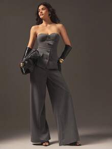Hauture Tuta elegante senza maniche a gamba ampia