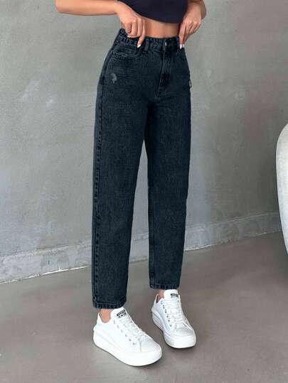 EURMUSE Women's High Waist Pocket Tapered Casual Versatile Jeans