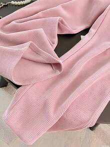 Franclia 2pcs/Set Commuter Style Hooded Zip-Up Sweatshirt, Gift For Friends - Pink - View 3