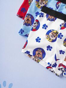 SHEIN | PAW Patrol 3pcs Young Boy Red & Blue & White Comfortable Soft Breathable Cartoon Dog Print Trunks, Boxers Briefs Packs, Basic Casual,,Suitable For Everyday Wear, Boys Boxers, Toddler Boys Underwear