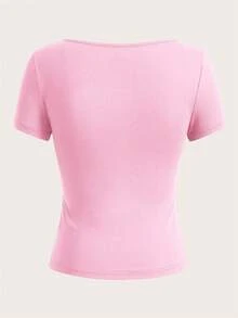 SHEIN EZwear 3 件女式方领短袖短款休闲紧身 T 恤，适合夏季 - 彩色 - 查看 10