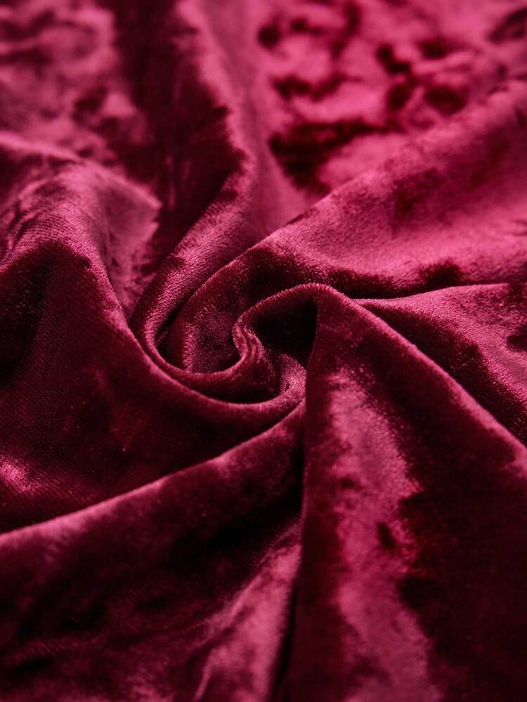 SHEIN Maija Solid Color Metal Ring Decor Elegant Ruched Velvet Dress Burgundy Velvet Dress One Shoulder Dress Modern Urban Casual Fashion Business Casual Women's Office Wear Low-Key Old Money Style Effortless Temperament High-End Urban Commuting High-Quality Airport Women's Wear High-End Material Modern Party Shiny Fashion Party Gathering Outfit Essential Sparkling Sequins Hot Diamond Back To School Party Club Party Social Party Festival Women's Party Clothing Christmas Evening Clothes New Year Atmosphere H