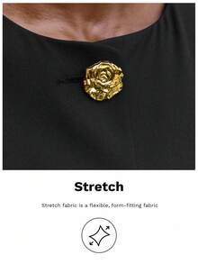 Maija 女士黑色金属花朵装饰设计夏季休闲连衣裙，无袖圆领公主剪裁侧口袋商务通勤优雅办公室女士服装，低调复古别致都市社交名媛节日派对时尚迷你连衣裙