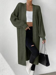 EMERY ROSE Áo khoác len cardigan tay loe cổ chữ V màu xanh quân đội dành cho nữ - xanh quân đội - Xem 6