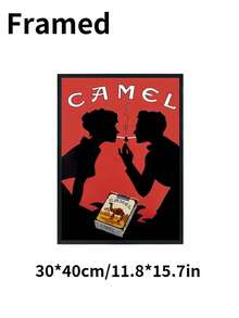 1pc Canvas Poster - Camel Cigarettes Art Illustration, Vintage/Modern Style, Cartoon Pattern, Ink On Canvas, Frameless/Framed Wall Hanging Decor For Living Room/Bedroom/Home Office/Kitchen/Bathroom, Indoor Use, Seasonal (Winter/Spring) - Multicolor - View 8