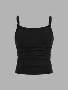 Girlism 3件套少女修身休闲运动吊带背心基础款上衣女童背心多件装女童吊带背心3件装上衣背心少女背心带胸罩 - 藏蓝色 - 查看 3