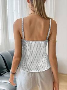 Jouncy Áo hai dây in họa tiết chấm bi tương phản dành cho nữ - trắng - Xem 2