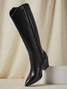 SHUZIA 女式套穿尖头粗跟西部牛仔靴——时尚、耐用、舒适