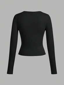 SHEIN EZwear 3 件套女士休闲宽领修身长袖 T 恤套装，适合秋冬季 - 彩色 - 查看 3
