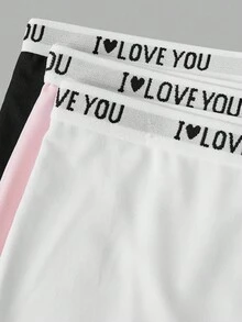 3pcs/Pack Dozemod Kids Teen Girls' Minimalist Comfortable Letter Graphic Elastic Waist Briefs - Multicolor - View 6