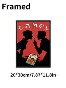 1pc Canvas Poster - Camel Cigarettes Art Illustration, Vintage/Modern Style, Cartoon Pattern, Ink On Canvas, Frameless/Framed Wall Hanging Decor For Living Room/Bedroom/Home Office/Kitchen/Bathroom, Indoor Use, Seasonal (Winter/Spring) - Multicolor - View 10