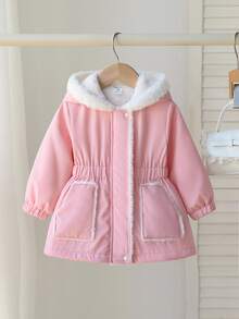SHEIN 6Months-3Years Baby Girl Coat Casual Style Fall Outfits For Girl Warmer Fleece Coat Winter - Pink - View 1