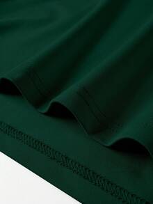 Claim Dot 男士休闲字母和猫咪印花圆领短袖T恤，夏季 - 墨綠色 - 查看 3