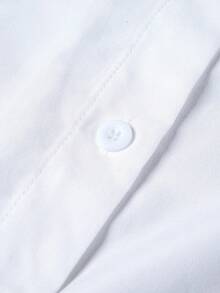 Linhara 大码女式刺绣中袖休闲衬衫 - 白色 - 查看 5