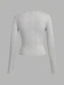 SHEIN EZwear 3 件套女士休闲宽领修身长袖 T 恤套装，适合秋冬季 - 彩色 - 查看 5