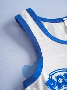 SHEIN | PAW Patrol 2pcs Young Boy Grey & Blue Contrast Trim  Cute Cartoon Dog Puppy Print Tank Top And Shorts Underwear Set,Soft & Comfortable,Suitable For Everyday Wear, Boy 2 Piece Set Fall Winter