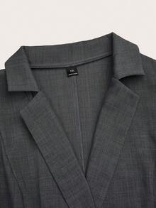 EMERY ROSE Plus Size Women's Solid Color Long Sleeve Full Button Tie Waist Fitted Classic Minimalist Business Elegant Commuter Blazer Fall Cloth For Women Autumn