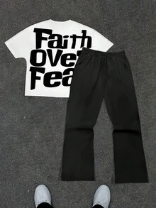 Manfinity EMRG Men's Figure & Letter Print T-Shirt And Pants Set - Multicolor - View 2