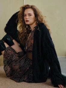 MOTF STUDIO 100% 羊毛女士开衫 - 黑色 - 查看 6