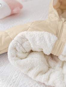 SHEIN Áo khoác có mũ lót giữ nhiệt dễ thương cho bé gái, đa năng khi mặc ngoài trời, mùa thu/đông - Màu Khaki - Xem 6